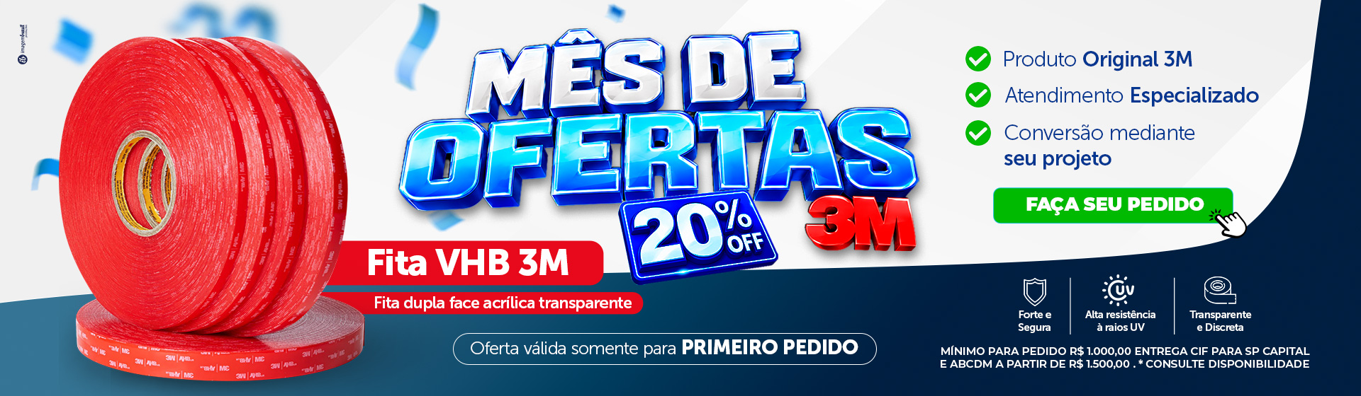 Mês de ofertas 3M: fita VHB com 20% off
